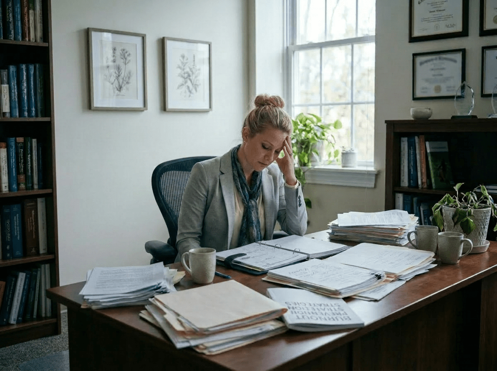 Remove empty chair and reduce desk papers