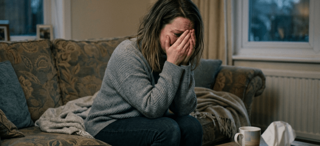 Woman alone after cancer diagnosis, emotional vulnerability