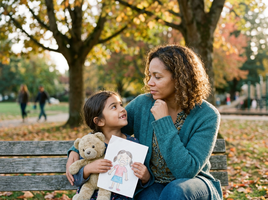 Person reflecting, teaching child about empathy